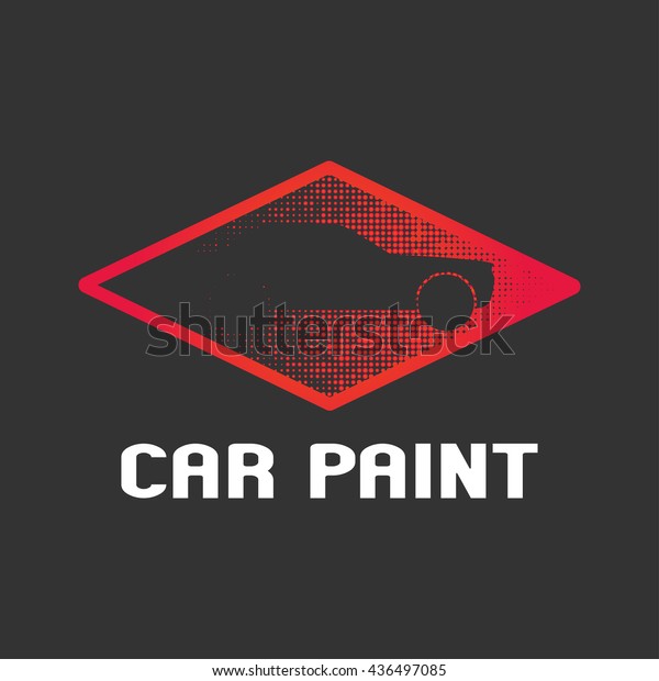 Car paint\
vector logo template, badge, icon. Design element with car\
silhouette made by airbrushing and\
painting