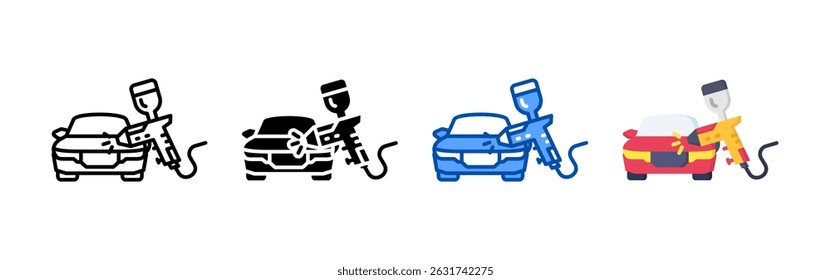 Icono de la pintura del coche fijado Paquete. Colección de iconos de estilo múltiple perfecta para Sitios web, App y presentaciones. Colección de icono de Vector simple
