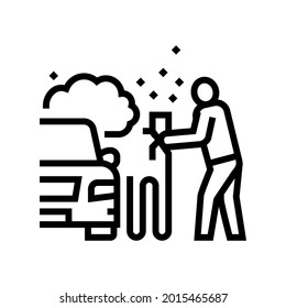 car painting line icon vector. car painting sign. isolated contour symbol black illustration