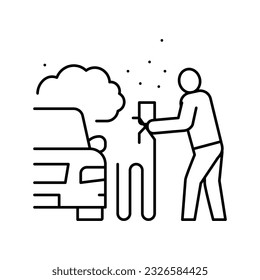 car painting line icon vector. car painting sign. isolated contour symbol black illustration