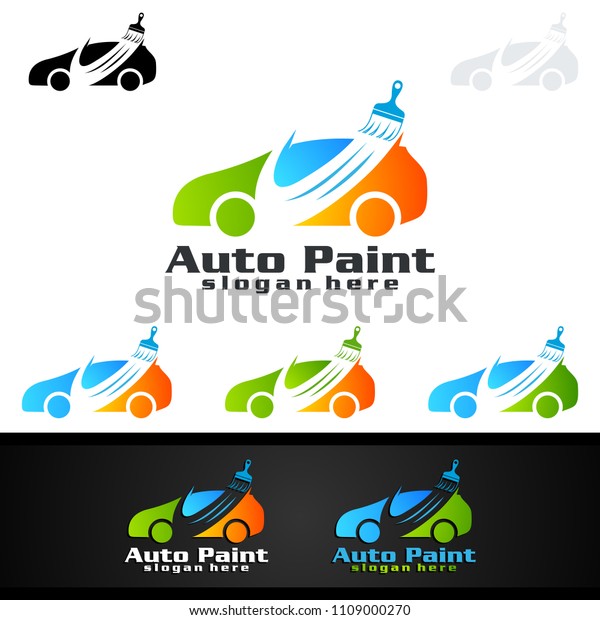 car painting logo with spray gun and Unique\
Colorful Vehicle Concept