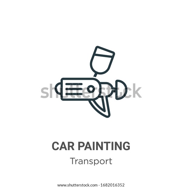 Car painting\
outline vector icon. Thin line black car painting icon, flat vector\
simple element illustration from editable transport concept\
isolated stroke on white\
background