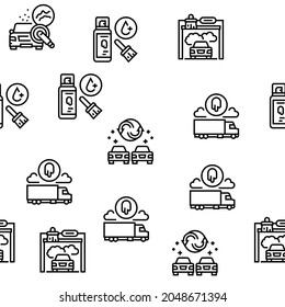 Car Painting Service Vector Seamless Pattern Thin Line Illustration
