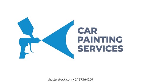 Car painting services logo. Сar paint job. Body repair. Auto repair services. Auto vehicle paint shop. Vector flat color drawing illustration. Isolated.