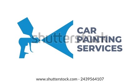 Car painting services logo. Сar paint job. Body repair. Auto repair services. Auto vehicle paint shop. Vector flat color drawing illustration. Isolated.