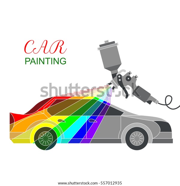 Car painting. Vector illustration isolated on\
white background.