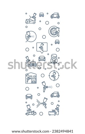 Car Painting vertical simple banner in outline style. Automotive Painting line vector illustration
