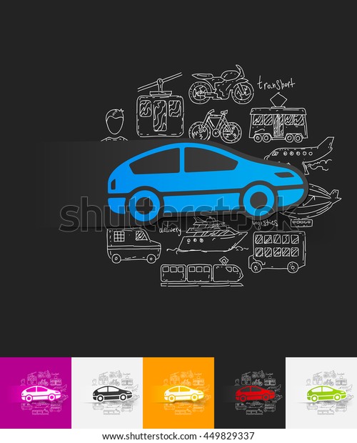 car paper sticker\
with hand drawn elements