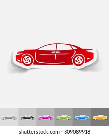 car paper sticker with shadow. Vector illustration