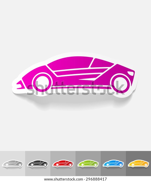 car paper\
sticker with shadow. Vector\
illustration