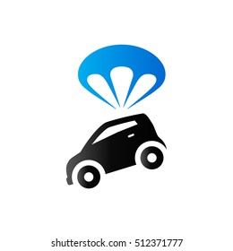 Car parachute icon in duo tone color. Insurance protection transportation