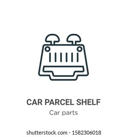 Car parcel shelf outline vector icon. Thin line black car parcel shelf icon, flat vector simple element illustration from editable car parts concept isolated on white background