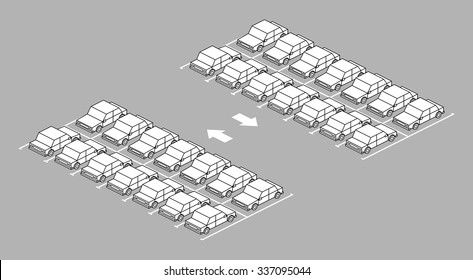 Car park full with arrow on road black and white color on gray background