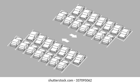 Car park full with arrow on road black and white color on gray background