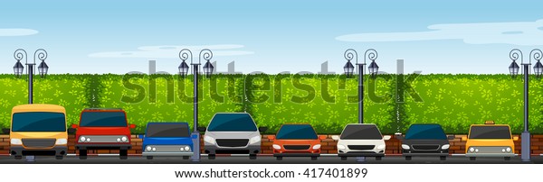 Car park full of cars\
illustration