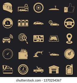 iconos de parque de Camiones definidos. Conjunto simple de 25 iconos vectoriales de parque de camiones para la web para cualquier diseño