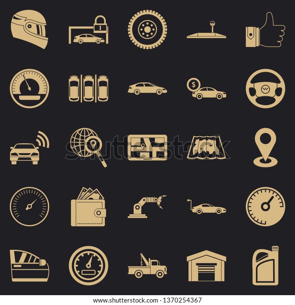 Car park icons set. Simple set of 25 car park\
vector icons for web for any\
design