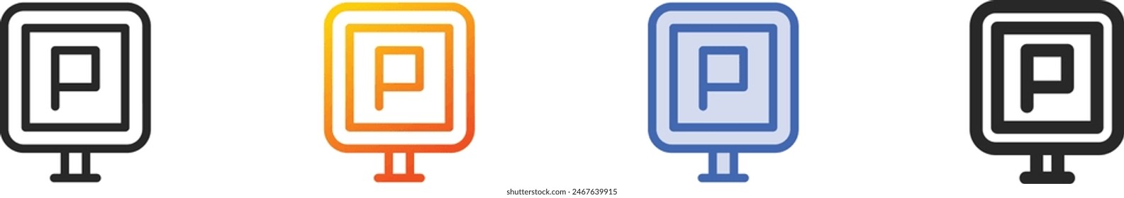 car park icon.Thin Linear, Gradient, Blue Stroke and bold Style Design Isolated On White Background