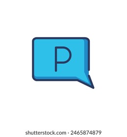 Car park line icon. Rectangular speech bubble, online service isolated outline sign. Parking, car driving, transportation concept. Vector illustration, symbol element for web design and apps