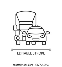 Car Park Linear Icon. Groups Of Motor Vehicles Owned Or Leased. Fleet Vehicles Examples. Thin Line Customizable Illustration. Contour Symbol. Vector Isolated Outline Drawing. Editable Stroke