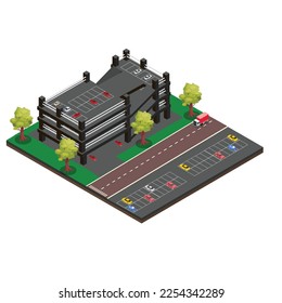 Car park multilevel set with cars 3d isometric vector illustration concept for banner, website, landing page, ads, flyer template