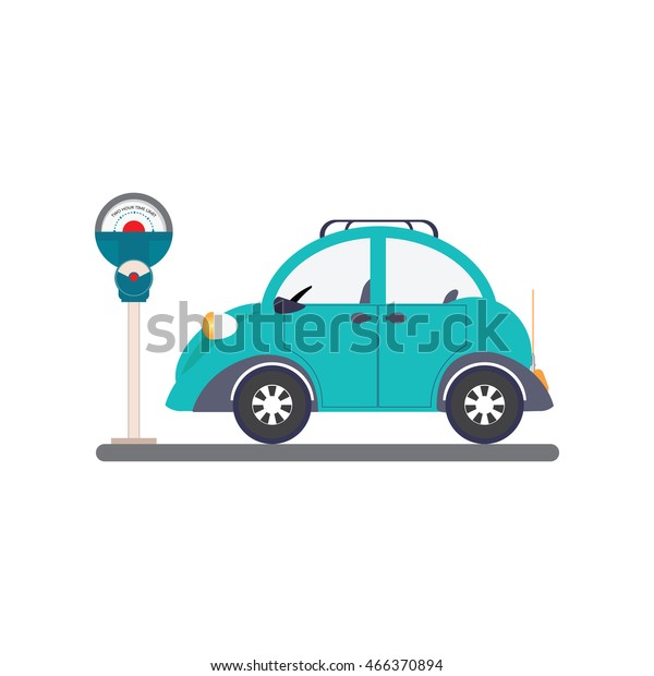Car park\
with parking meter isolated on white background, parking lot ,\
parking zone conceptual Vector\
Illustration.