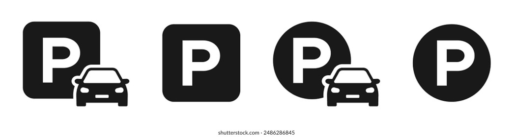 Car park vector icons set. Park here vector signs set