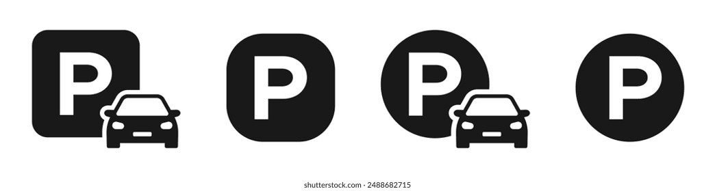 Car park vector icons set