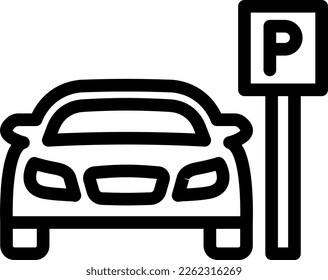Car Park Vector Line Icon Design