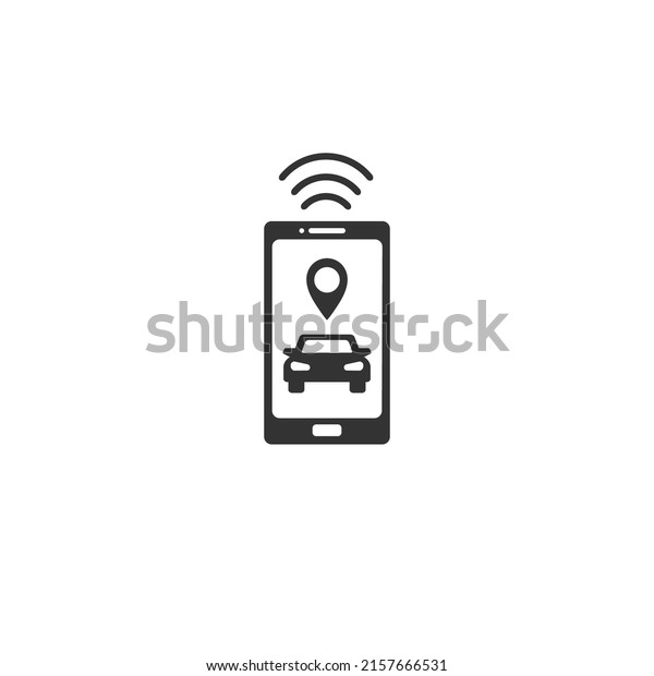 Car\
parking app icon, smart gps car application, map park location in\
phone, editable stroke vector illustration flat\
sign