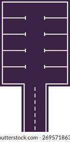 Zona de aparcamiento con plazas vacías para coches, vista superior. Superficie de asfalto con líneas divisorias desde arriba. Infraestructura pública vial. Plantilla plana de Vector sobre fondo blanco