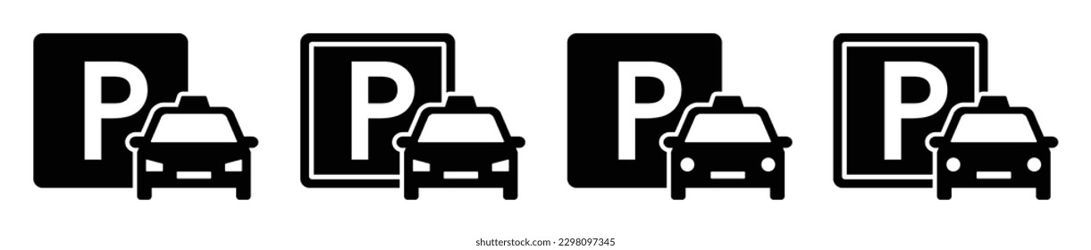 Icono de la zona de estacionamiento de coches. Icono de zona de automóvil, ilustración vectorial
