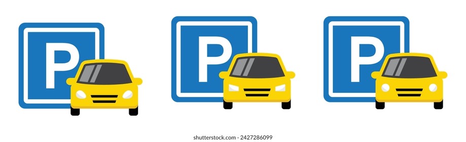 Icono del área de estacionamiento. Icono de zona de coche, ilustración vectorial