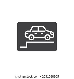 Car parking area vector icon. filled flat sign for mobile concept and web design. Parking zone glyph icon. Symbol, logo illustration. Vector graphics