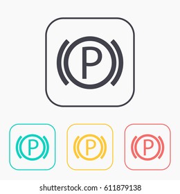 Car parking brake warning vector hmi dashboard flat icon