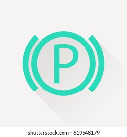 Car parking brake warning vector hmi dashboard flat icon