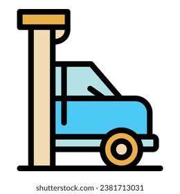 Car parking exit icon outline vector. Park place. Traffic area color flat