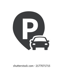 Car Parking Flat Design Vector Icon