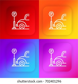 Car parking four color gradient app icon set