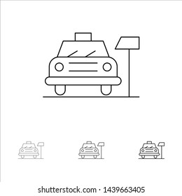 Car, Parking, Hotel, Service Bold and thin black line icon set