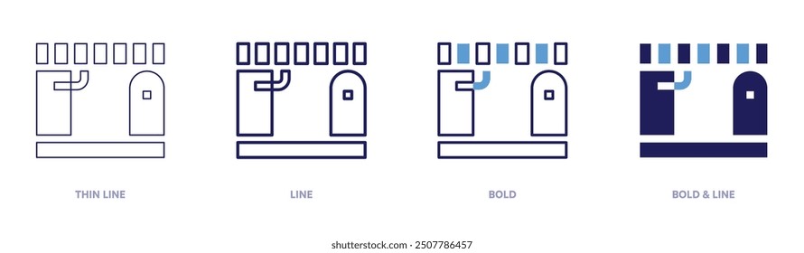 Car parking icon in 4 different styles. Thin Line, Line, Bold, and Bold Line. Duotone style. Editable stroke.