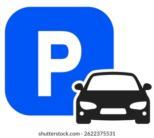 Car parking icon, car parking area sign - vector