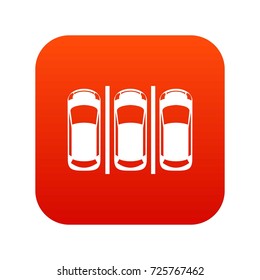 Car parking icon digital red for any design isolated on white vector illustration