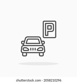 Car Parking icon. Editable Stroke and pixel perfect. Outline style. Vector illustration.