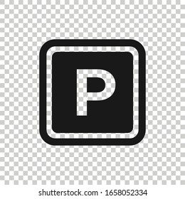 Car parking icon in flat style. Auto stand vector illustration on white isolated background. Roadsign business concept.