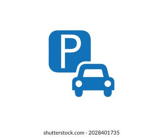Car parking icon in flat style isolated on white background. For your design, logo. Vector illustration.