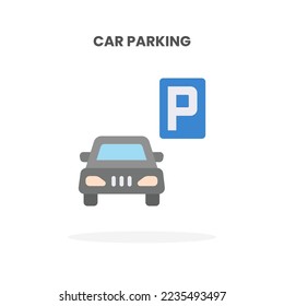 Car Parking icon flat. Vector illustration on white background. Can used for web, app, digital product, presentation, UI and many more.