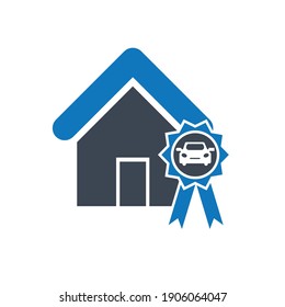 Car parking icon. Car garage, parking zone, car safety, car house icon.
