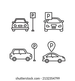 Car Parking Icon Logo Design Vector Template Illustration