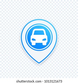 car parking icon on map pointer, location, navigation mark